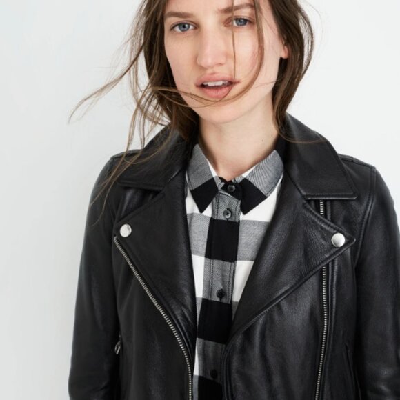Madewell Ultimate Leather Motorcycle Jacket MED NEW B0648 DISCONTINUED - Picture 4 of 14